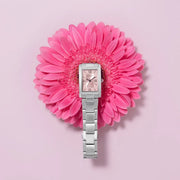 Caravelle By Bulova Women's Silver Tone Pink Face Watch
