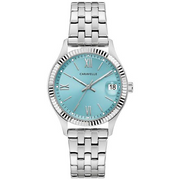 Caravelle By Bulova Women's Silver Tone Blue Face Watch