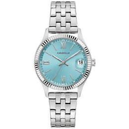 Caravelle By Bulova Women's Silver Tone Blue Face Watch