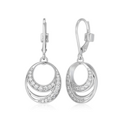 Elle Sterling Silver Between CZ Drop Leverback Earrings