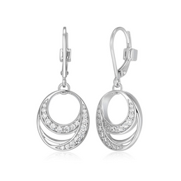 Elle Sterling Silver Between CZ Drop Leverback Earrings