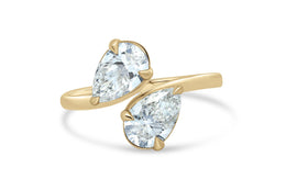 14KT Yellow Gold Lab Grown 2.00CT TDW 2 Stone Pear Engagement Ring