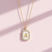 18k Yellow Gold Plated Silver Pearl Initial Zodiac & Initial Gemstone Pendant Necklace – Octagon AW24N004G