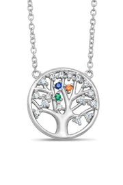 Casablanca Personalized Sterling Silver Family Tree Birthstone Necklace