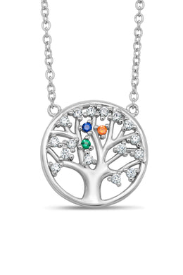 Casablanca Personalized Sterling Silver Family Tree Birthstone Necklace