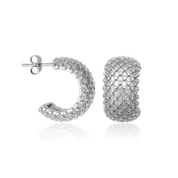 Steelx Stainless Steel Puffy Open Hoop Earrings