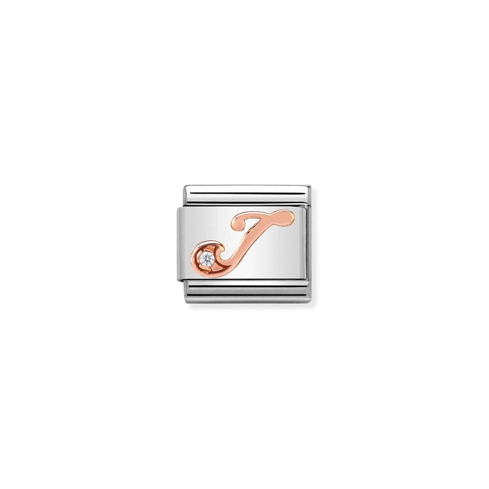Nomination Italy Classic Link Letter J with Rose Gold and CZ