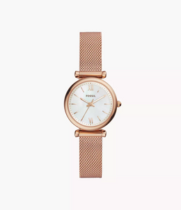 Fossil Carlie Mini Mini Three-Hand Rose Gold-Tone Stainless Steel Watch - ES4433