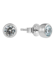 Casablanca Sterling Silver Bezel Birthstone Stud Earrings