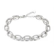 Casablanca Sterling Silver Chunky Chain Link Bracelet With CZ
