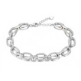 Casablanca Sterling Silver Chunky Chain Link Bracelet With CZ