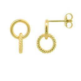 Casablanca Yellow Gold Plated Circle Rope Stud Earrings