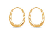 Casablanca Yellow Gold-Tone Sterling Silver Patterned Hoop Earrings