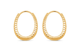 Casablanca Yellow Gold-Tone Sterling Silver Patterned Hoop Earrings