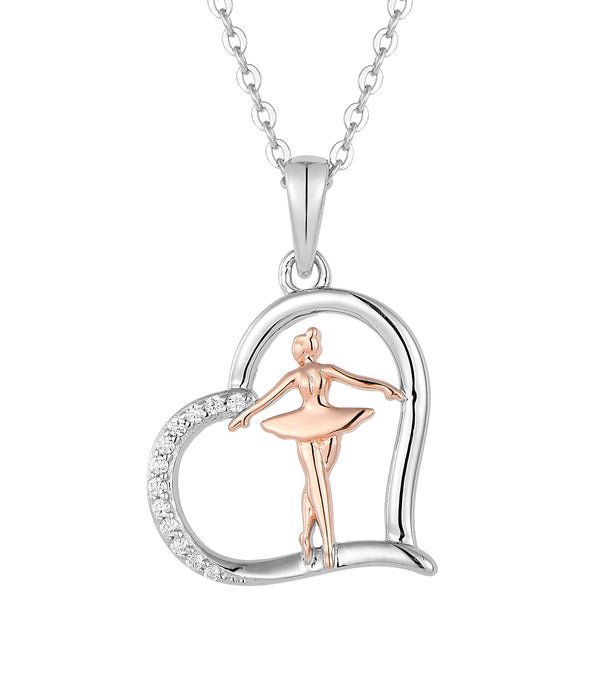 Casablanca Silver Ballerina & Heart Necklace