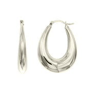 Casablanca Silver Polished Hoops Earrings