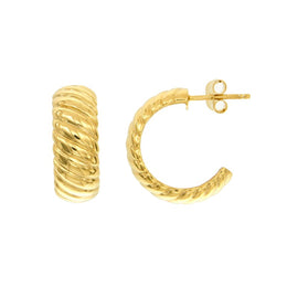 Casablanca Yellow Gold Plated Croissant Hoop Earrings