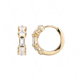 Casablanca Yellow Gold Plated CZ 3MM Huggie Hoop Earrings