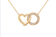 10kt Yellow Gold Heart Circle Diamond Necklace