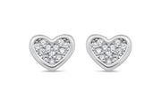 Casablanca Sterling Silver Pave Heart Stud Earrings
