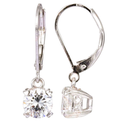 Casablanca Rhodium Plated Round CZ Lever Back Silver Tone Earrings