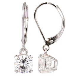 Casablanca Mixed Rhodium Plated Round CZ Lever Back Silver Tone Earrings