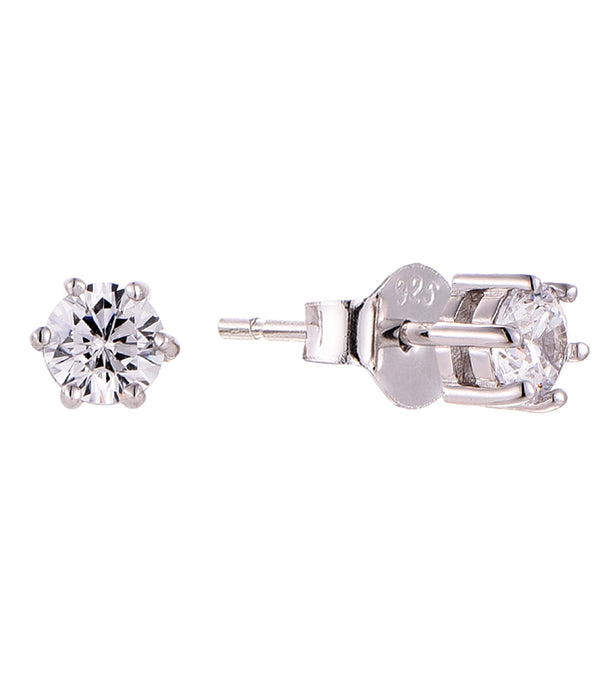 Casablanca Silver 6 Prong Round Earrings