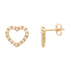 Casablanca Gold Plated Pearl Heart Earrings
