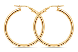 Casablanca Yellow Gold Plated Sterling Silver Tube Hoop Earrings