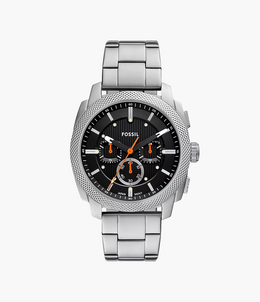 Fossil Men's Black Dial Stainless Steel Machine Watch