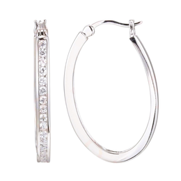 Casablanca Mixed Rhodium Plated Silver Tone CZ Hoop