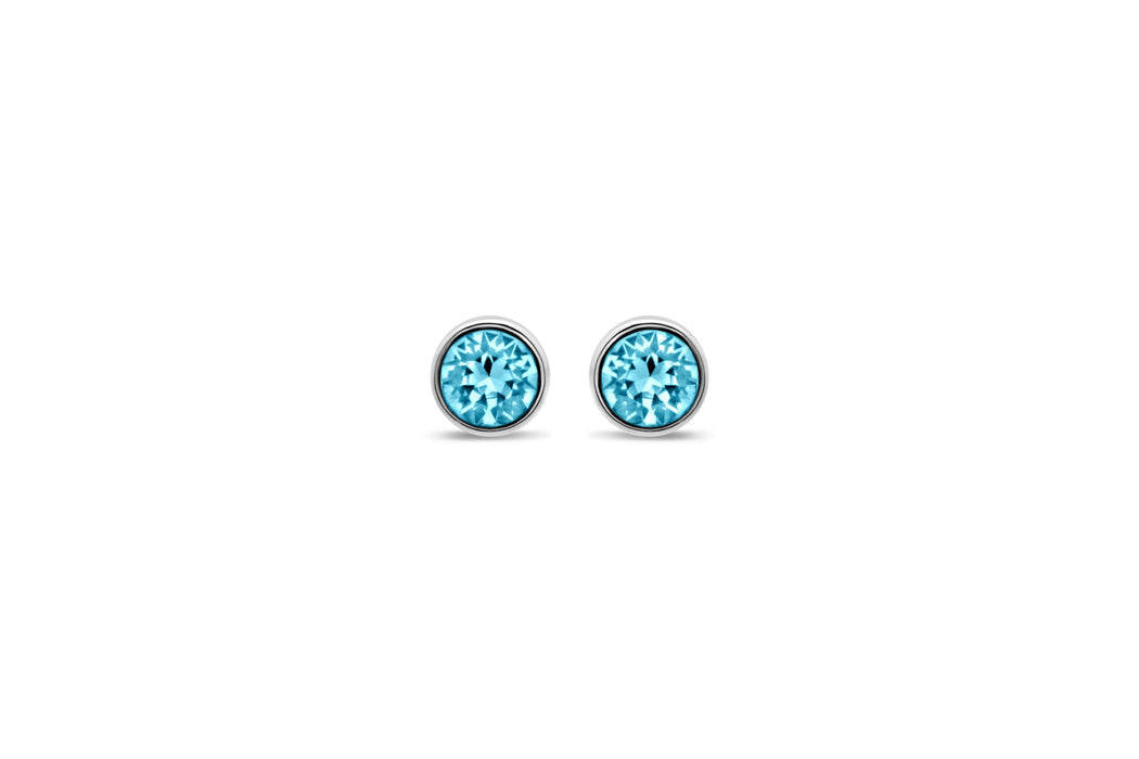 Casablanca Silver & Aquamarine Crystal Stud Earrings