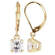 Casablanca Yellow Gold Plated Round CZ Lever Back Earrings