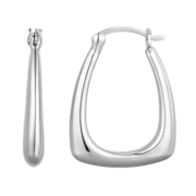 Casablanca Brass Rhodium Plated Square Hoop Earrings