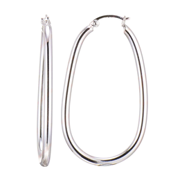 Casablanca Rhodium Plated Silver Tone Hoop Earrings