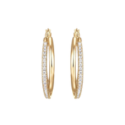 Casablanca Brass Yellow Gold Plated CZ Hoop Earrings