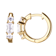 Casablanca Yellow Gold Plated Triple CZ Hoop Earrings