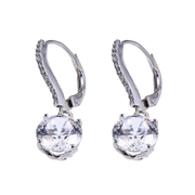 Casablanca Rhodium Plated Silver Tone CZ Lever Back Earrings