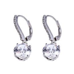 Casablanca Mixed Rhodium Plated Silver Tone CZ Lever Back Earrings