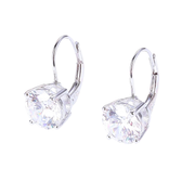 Casablanca Rhodium Plated Silver Tone CZ Lever Back Earrings