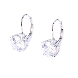 Casablanca Rhodium Plated Silver Tone CZ Lever Back Earrings