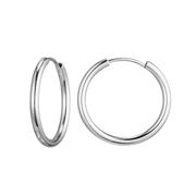 Casablanca Brass Rhodium Plated Hoop Earrings