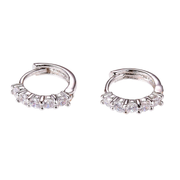 Casablanca Rhodium Plated Silver Tone CZ Hoop
