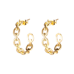Casablanca Mixed Yellow Gold Plated Chain Link Hoop Earrings