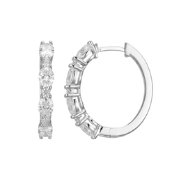 Casablanca Rhodium Plated Silver Tone CZ Hoop Earrings