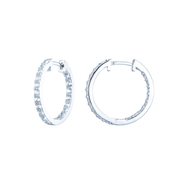 Casablanca Brass Rhodium Plated Reverse CZ Hoop Earrings