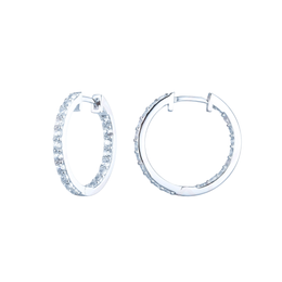 Casablanca Rhodium Plated Silver Tone Reverse CZ Hoop Earrings
