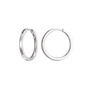 Casablanca Brass Rhodium Plated Hoop Earrings