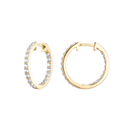 Casablanca Brass Yellow Gold Plated Reverse CZ Hoop Earrings