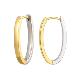 Casablanca Two-Tone Silver & Yellow Gold Oval Hoop Earrings